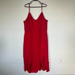Banana Republic Red Midi Dress Size 20 Slip Dress Ruffle Hem Wedding Guest